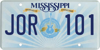 MS license plate JOR101