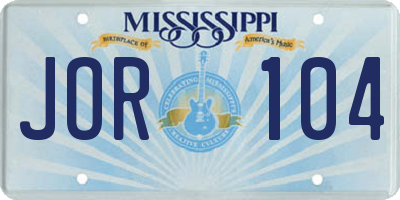 MS license plate JOR104