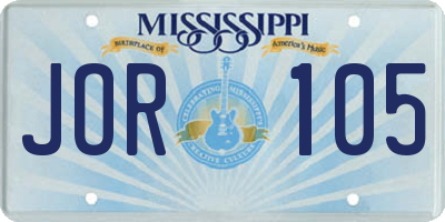 MS license plate JOR105