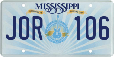 MS license plate JOR106