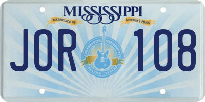 MS license plate JOR108
