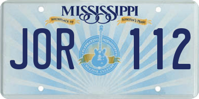 MS license plate JOR112