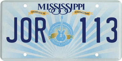 MS license plate JOR113