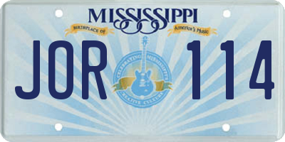 MS license plate JOR114