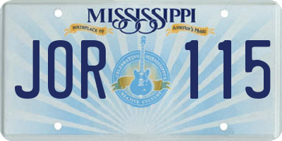 MS license plate JOR115