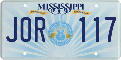 MS license plate JOR117