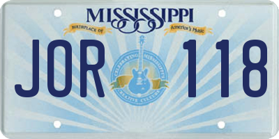 MS license plate JOR118