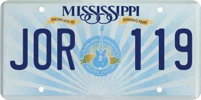 MS license plate JOR119