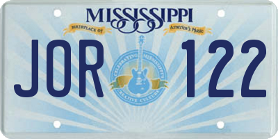 MS license plate JOR122