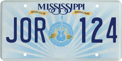 MS license plate JOR124