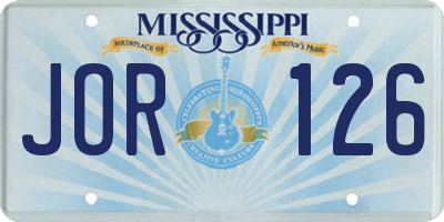 MS license plate JOR126