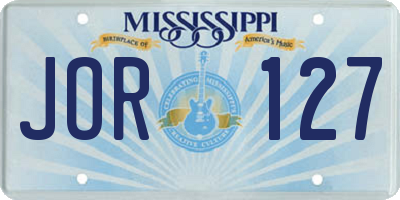 MS license plate JOR127
