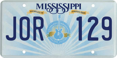 MS license plate JOR129