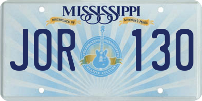 MS license plate JOR130
