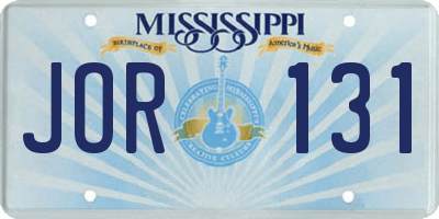 MS license plate JOR131