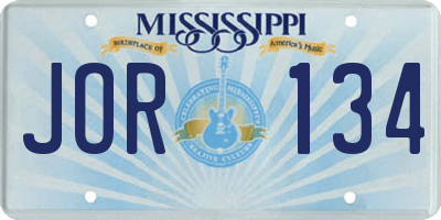 MS license plate JOR134