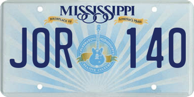 MS license plate JOR140