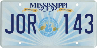 MS license plate JOR143