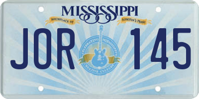 MS license plate JOR145