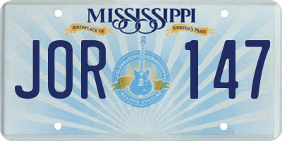 MS license plate JOR147