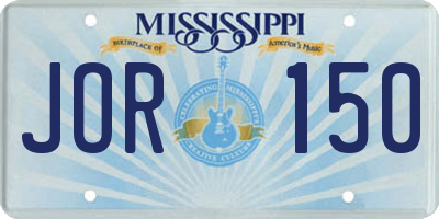 MS license plate JOR150