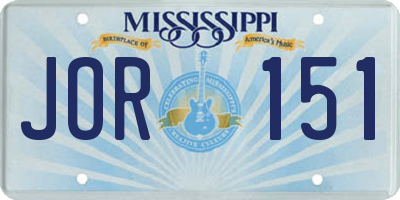 MS license plate JOR151