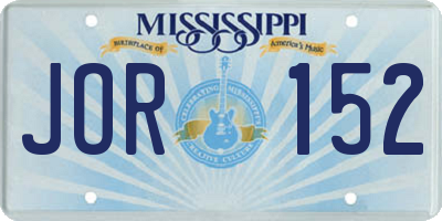 MS license plate JOR152