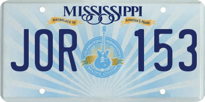 MS license plate JOR153