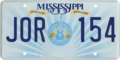MS license plate JOR154