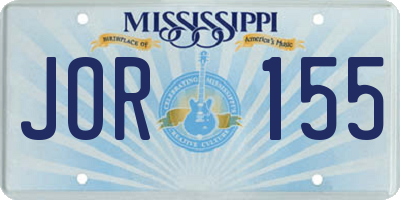 MS license plate JOR155