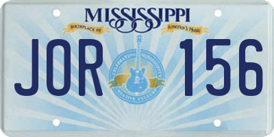 MS license plate JOR156