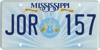 MS license plate JOR157