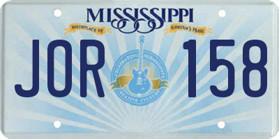 MS license plate JOR158