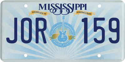 MS license plate JOR159