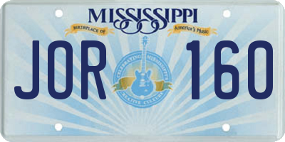 MS license plate JOR160