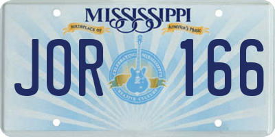 MS license plate JOR166