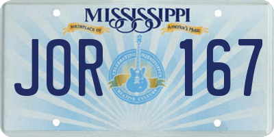 MS license plate JOR167