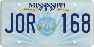 MS license plate JOR168