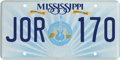 MS license plate JOR170