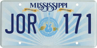MS license plate JOR171