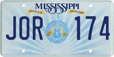 MS license plate JOR174
