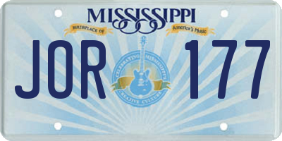 MS license plate JOR177