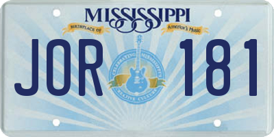 MS license plate JOR181