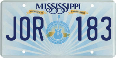 MS license plate JOR183
