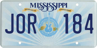 MS license plate JOR184