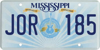 MS license plate JOR185