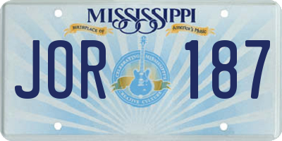 MS license plate JOR187