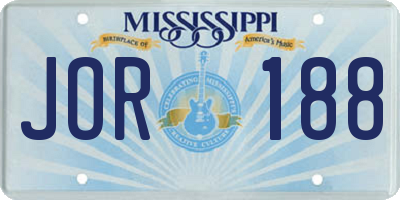 MS license plate JOR188