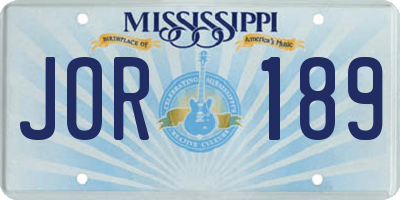 MS license plate JOR189