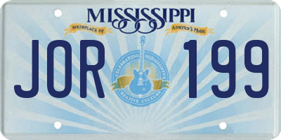 MS license plate JOR199